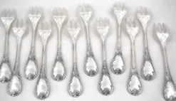 Christofle Marly, 12 fourchettes à gâteaux métal argenté, 15,8 cm excellent état