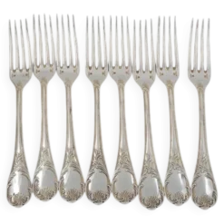 Christofle Marly, 8 fourchettes de table 20,5 cm métal argenté, pièces récentes.