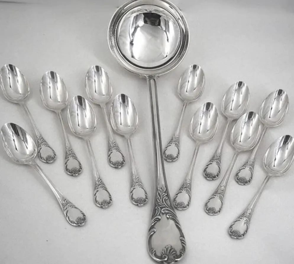Christofle Marly ménagère set 49 pièces, couteaux, métal argenté, excellent état
