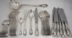 Christofle Marly ménagère set 49 pièces, couteaux, métal argenté, excellent état