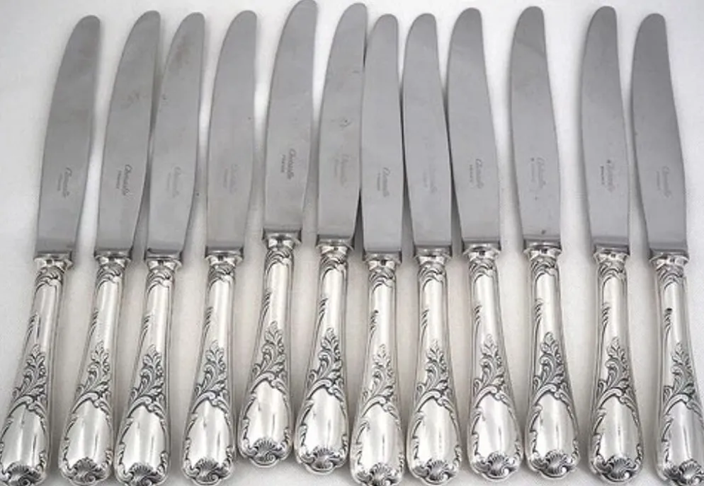 Christofle Marly ménagère set 49 pièces, couteaux, métal argenté, excellent état