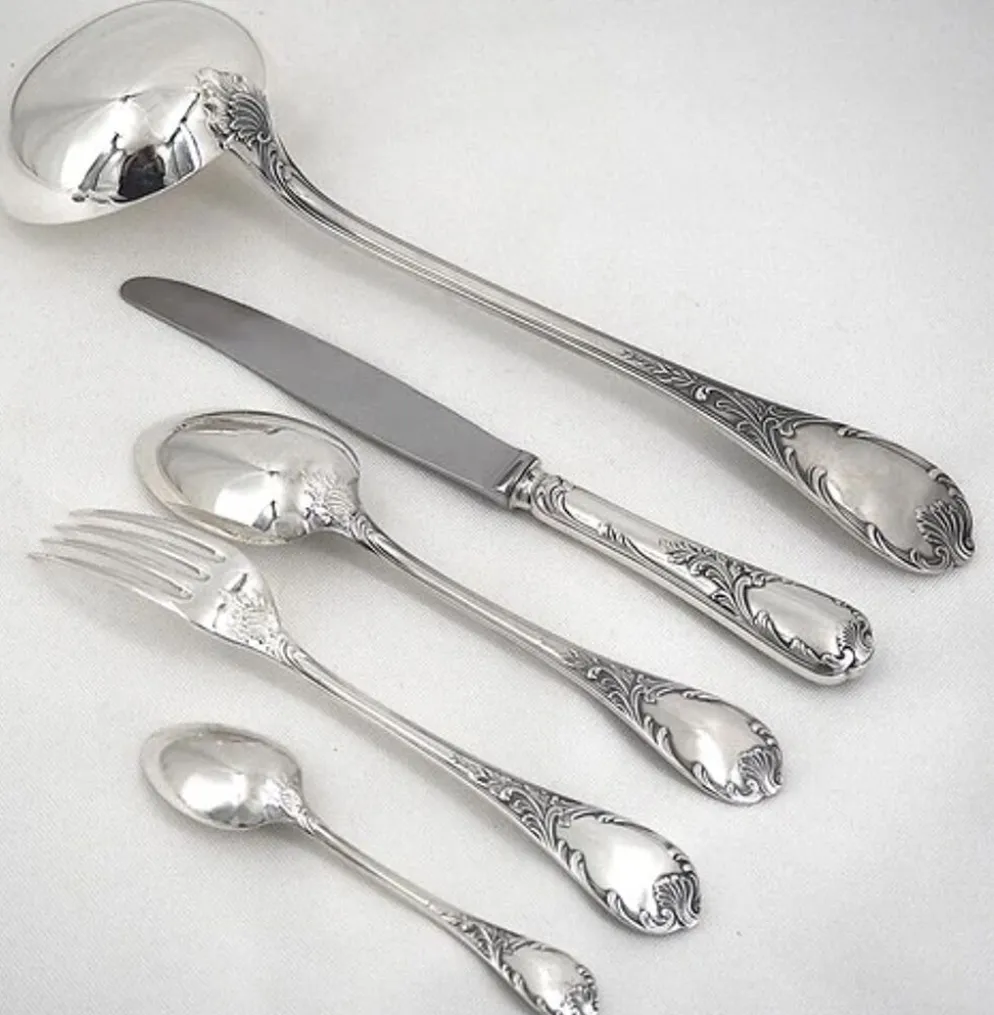 Christofle Marly ménagère set 49 pièces, couteaux, métal argenté, excellent état