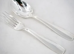 Christofle modèle Atlas, 10 couverts à entremets, dessert, 20 pièces, Art Déco, 17,8 cm