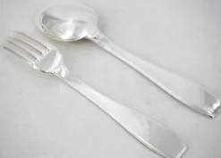 Christofle modèle Atlas, 10 couverts à entremets, dessert, 20 pièces, Art Déco, 17,8 cm