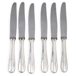 Christofle modèle Dax, 6 couteaux à entremets, dessert, fromage, métal arge