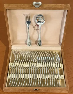 Christofle perles , couverts entremet 12 fourchettes 12 cuillères 17cm