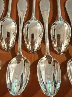 Christofle perles , couverts entremet 12 fourchettes 12 cuillères 17cm