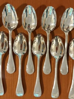 Christofle perles , couverts entremet 12 fourchettes 12 cuillères 17cm