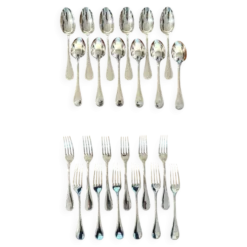 Christofle perles , couverts entremet 12 fourchettes 12 cuillères 17cm