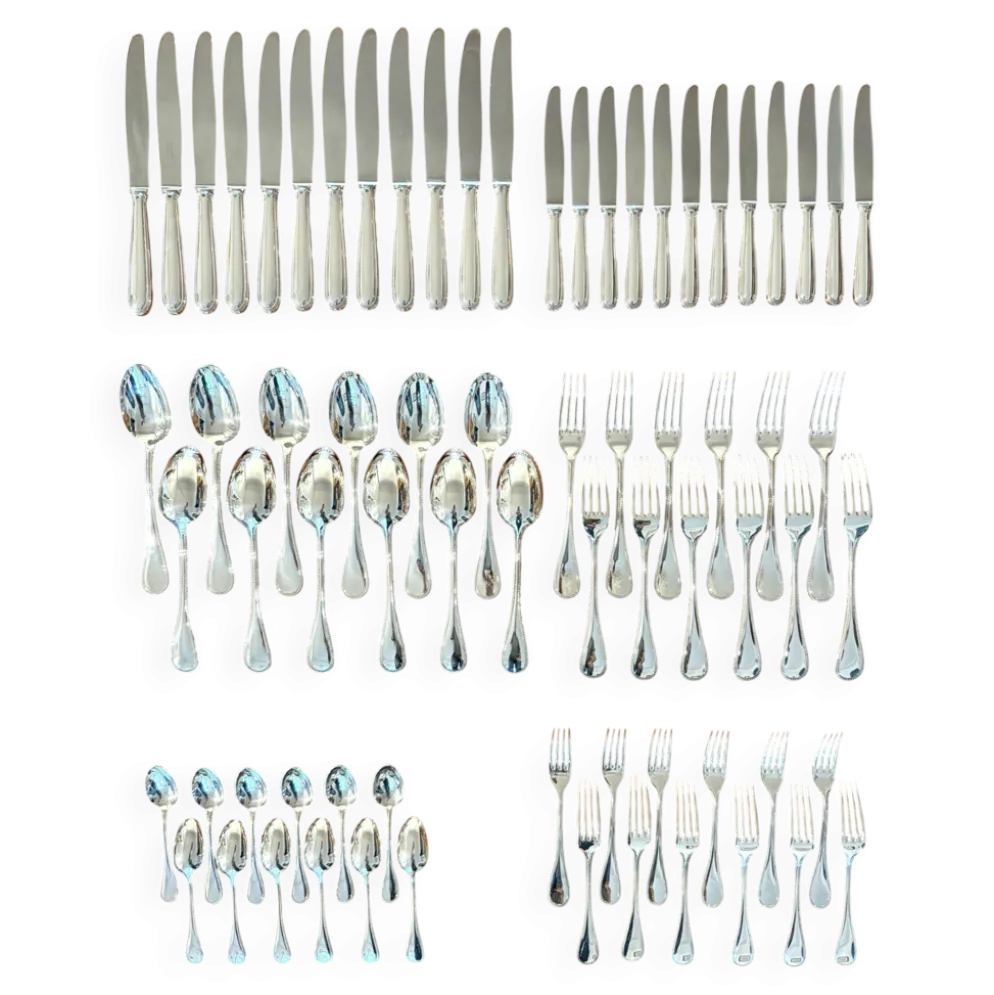 Christofle perles ,Ménagère 72 pièces métal argenté excellent état