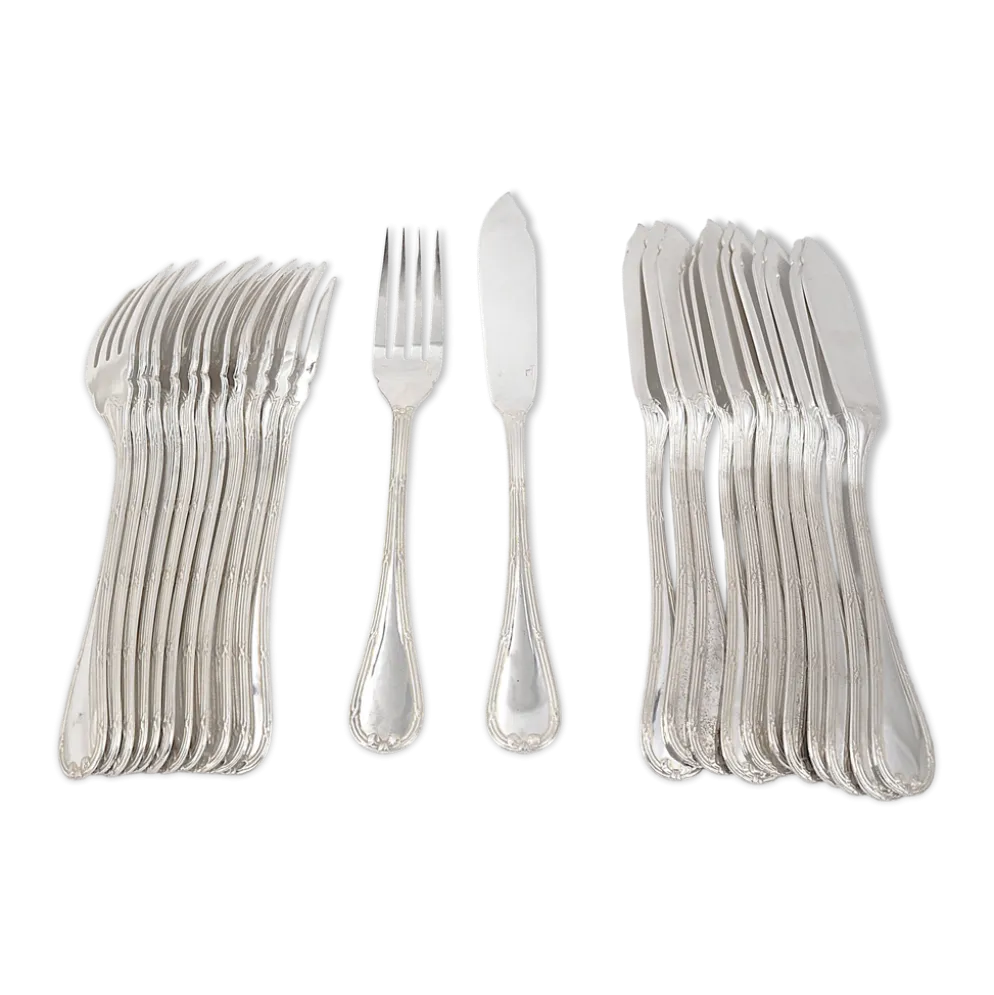 Christofle Ruban 12 couverts poisson 24 pièces métal argenté excellent état