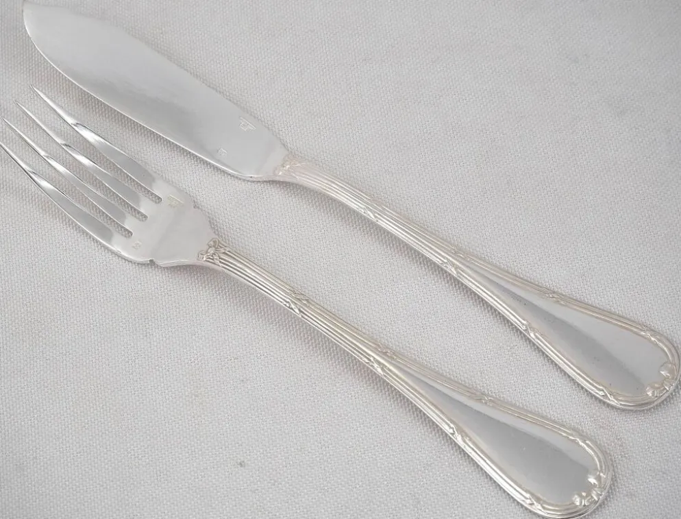 Christofle Ruban 12 couverts poisson 24 pièces métal argenté excellent état