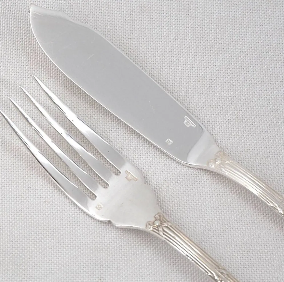 Christofle Ruban 12 couverts poisson 24 pièces métal argenté excellent état
