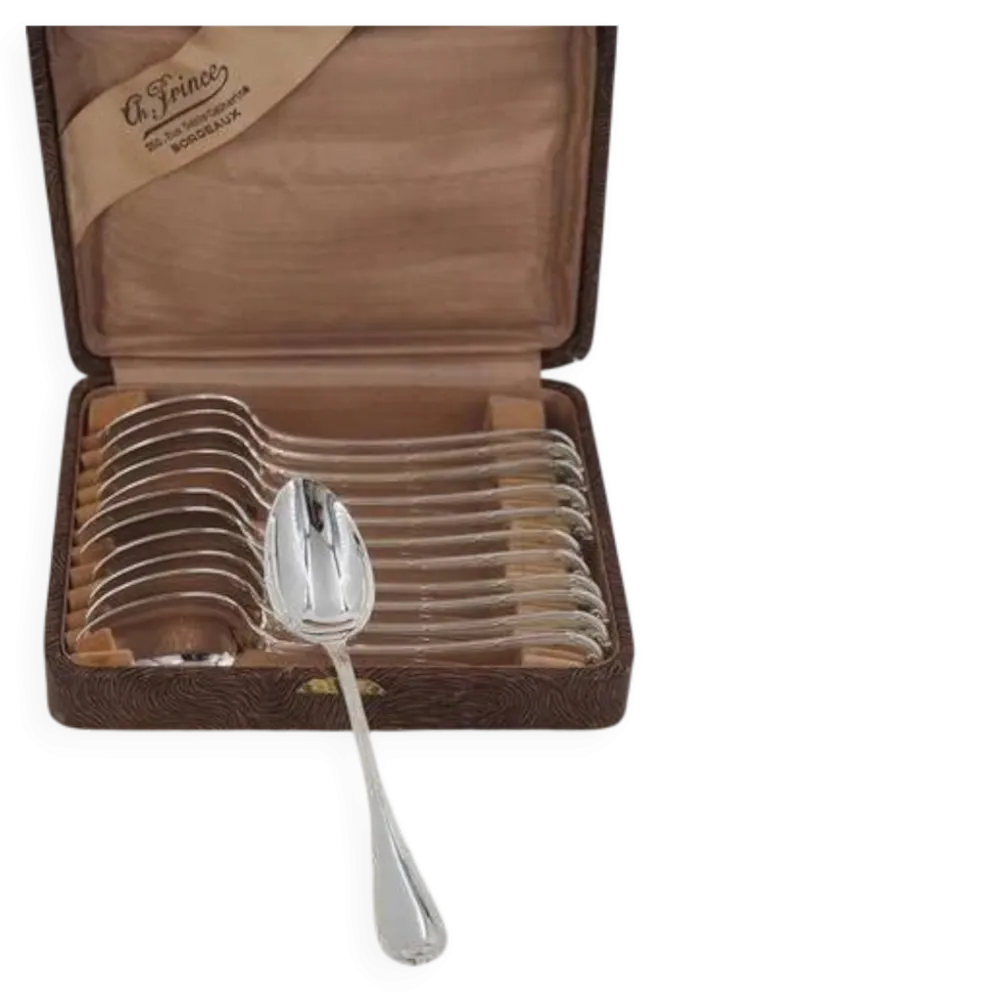 Christofle Rubans, 12 cuillères à thé, café, dessert, 14,5 cm, excellent état