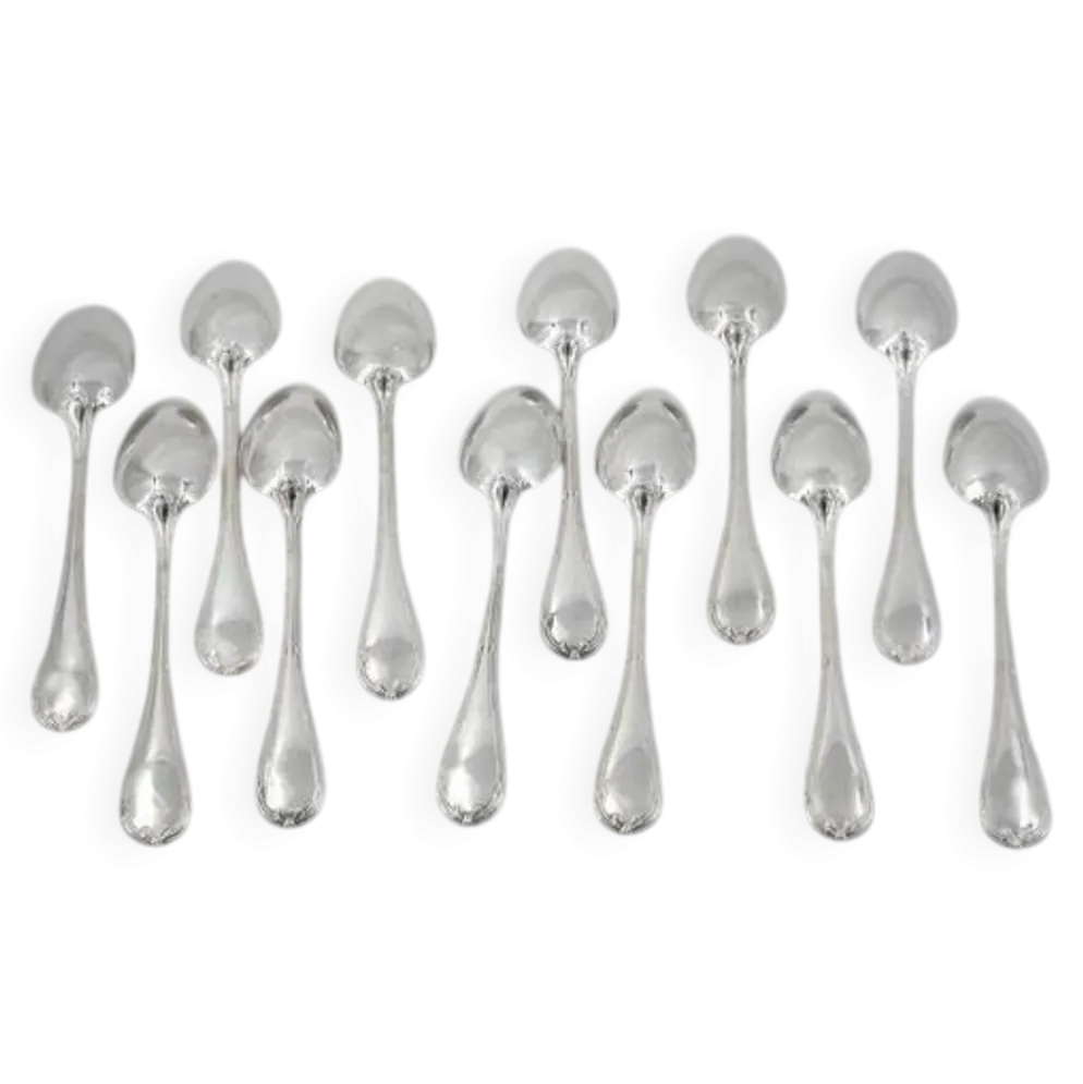 Christofle Rubans, 12 cuillères à thé, café, dessert, 14,5 cm, excellent état