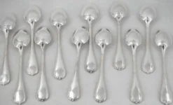 Christofle Rubans, 12 cuillères à thé, café, dessert, 14,5 cm, excellent état