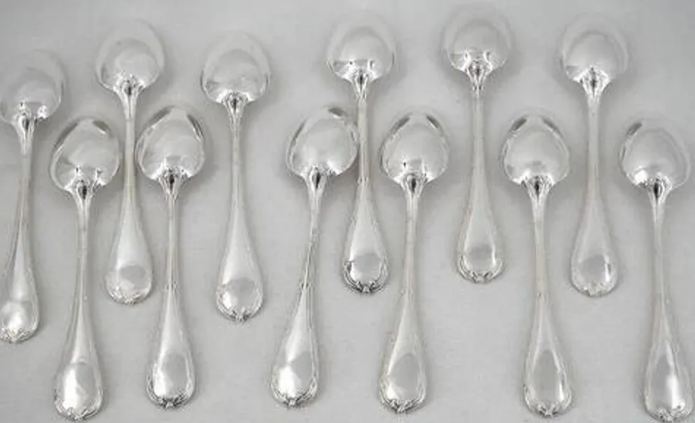 Christofle Rubans, 12 cuillères à thé, café, dessert, 14,5 cm, excellent état