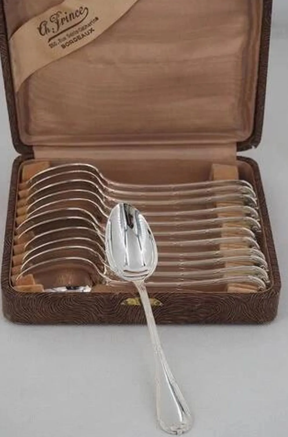 Christofle Rubans, 12 cuillères à thé, café, dessert, 14,5 cm, excellent état