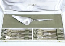 Christofle – Service à dessert en métal argenté modèle Duo