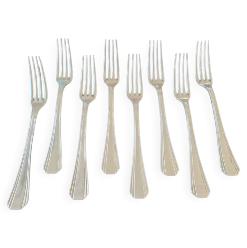 Christofle - Série de 8 fourchettes de table modèle Boréal en métal argenté