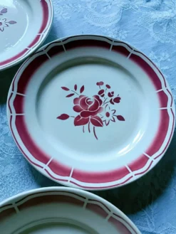 Cinq assiettes porcelaine opaque Badonviller numérotées