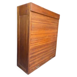 Classeur en bois vintage / armoire à volet roulant / étagère