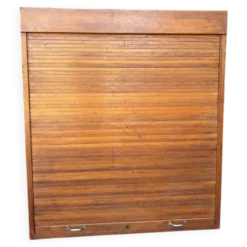 Classeur en bois vintage / armoire à volet roulant / étagère