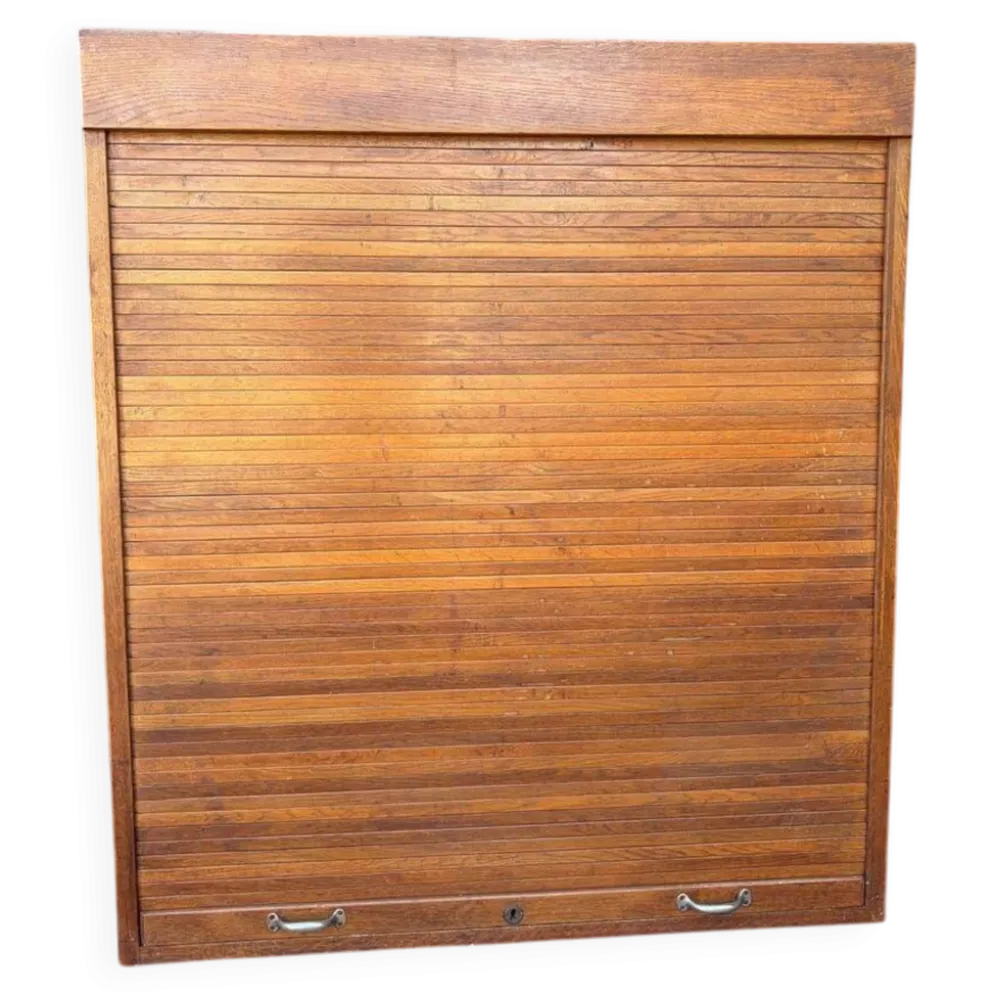 Classeur en bois vintage / armoire à volet roulant / étagère