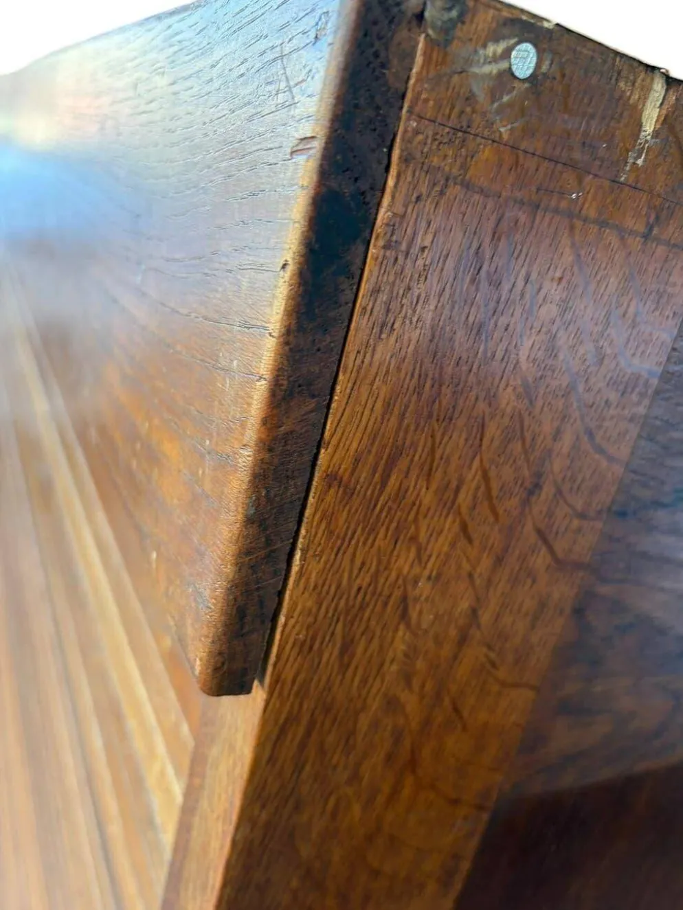 Classeur en bois vintage / armoire à volet roulant / étagère
