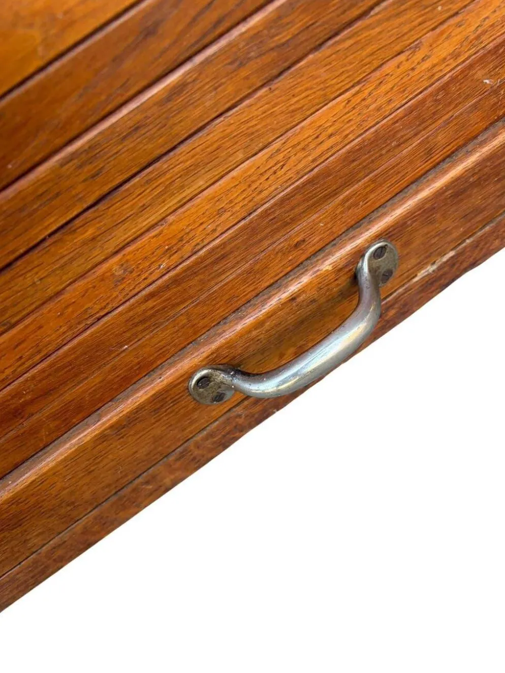 Classeur en bois vintage / armoire à volet roulant / étagère
