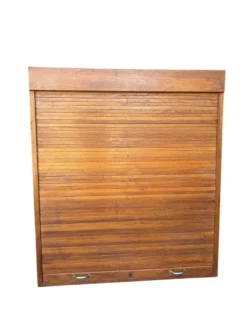 Classeur en bois vintage / armoire à volet roulant / étagère