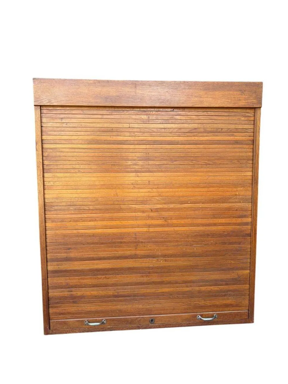Classeur en bois vintage / armoire à volet roulant / étagère