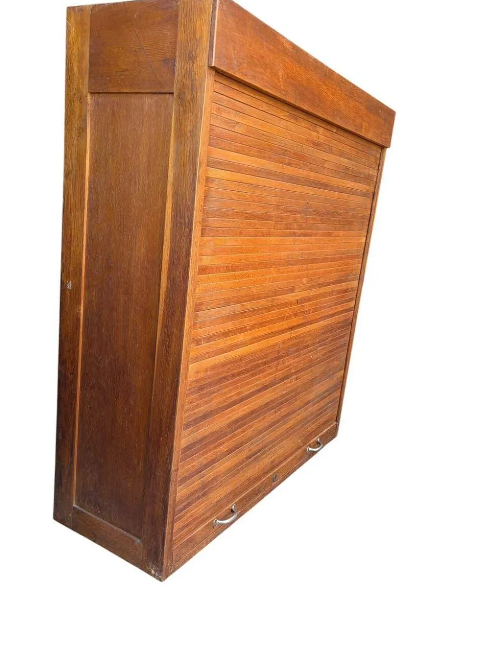 Classeur en bois vintage / armoire à volet roulant / étagère