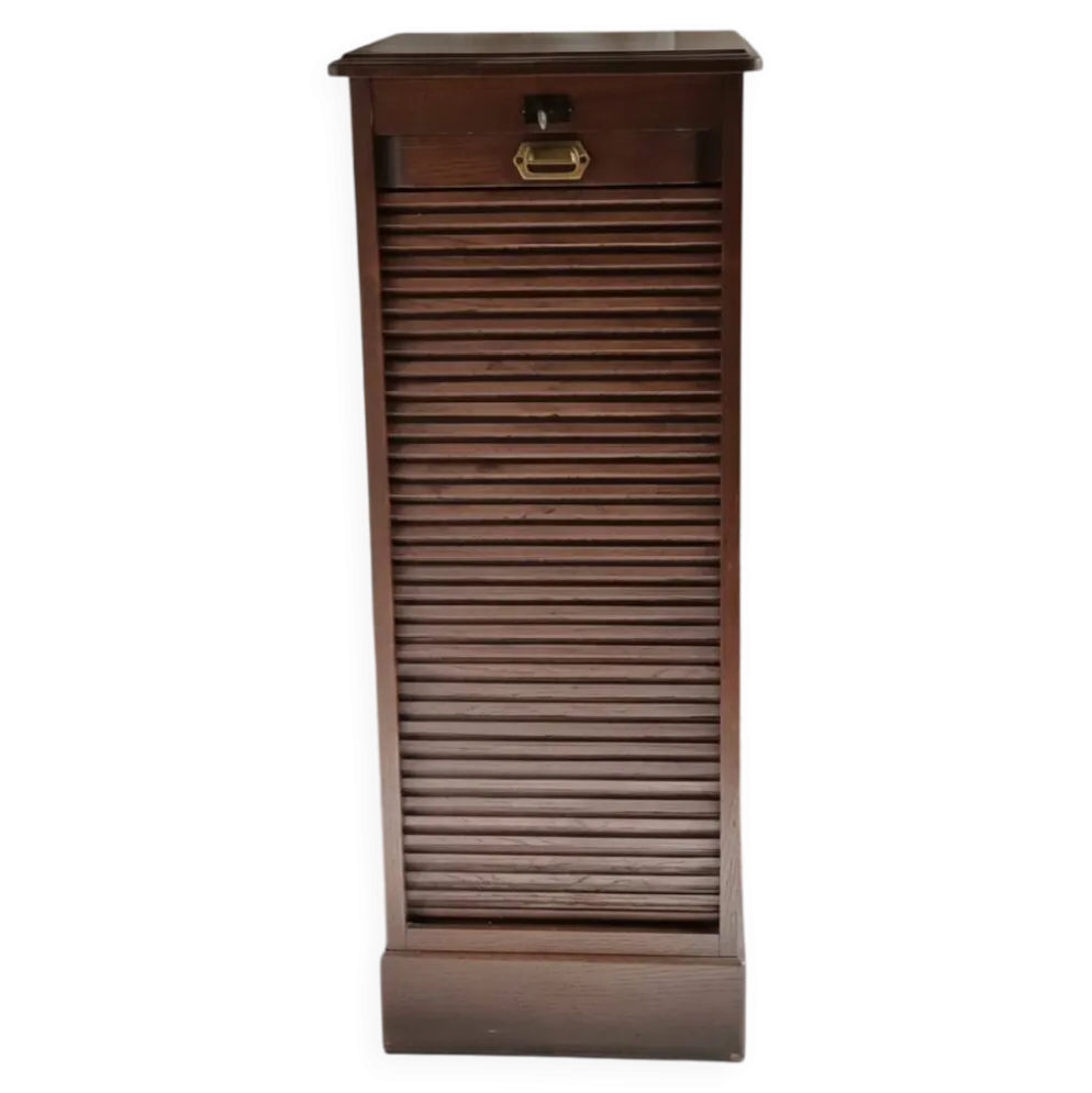 Classeur / Meuble à Rideaux Vintage Circa 1940 – Chêne Plaq