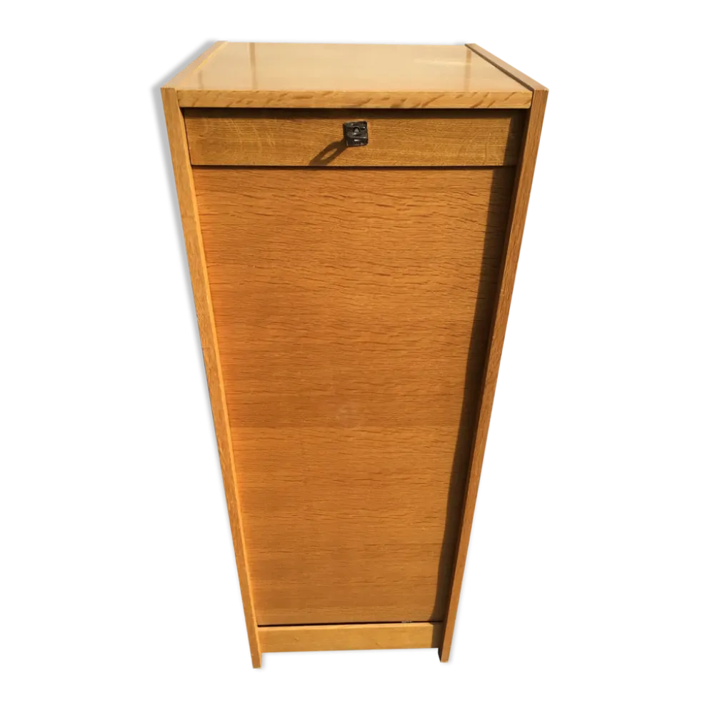 Classeur à rideau plaquage chêne doré hauteur 121cm