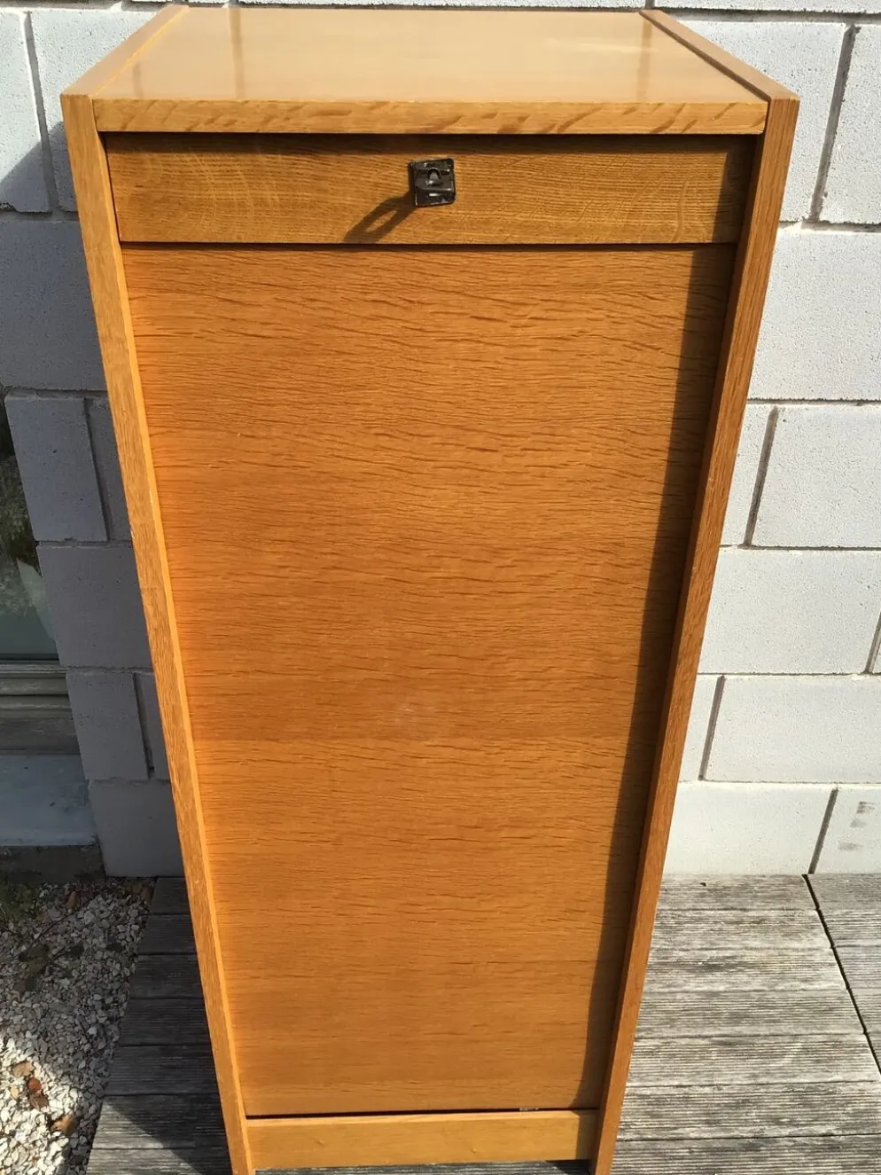 Classeur à rideau plaquage chêne doré hauteur 121cm