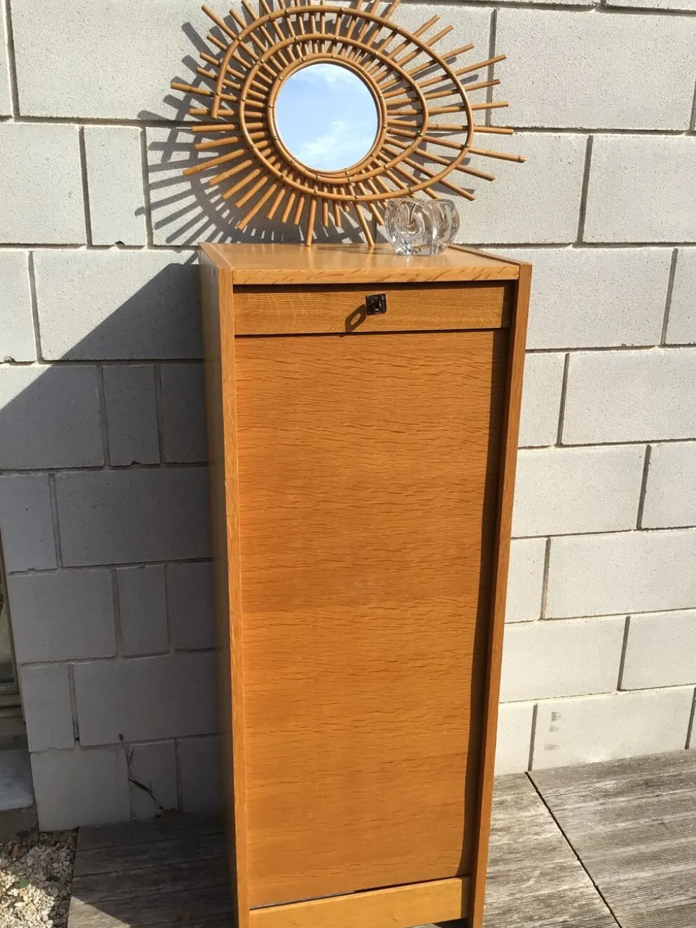 Classeur à rideau plaquage chêne doré hauteur 121cm