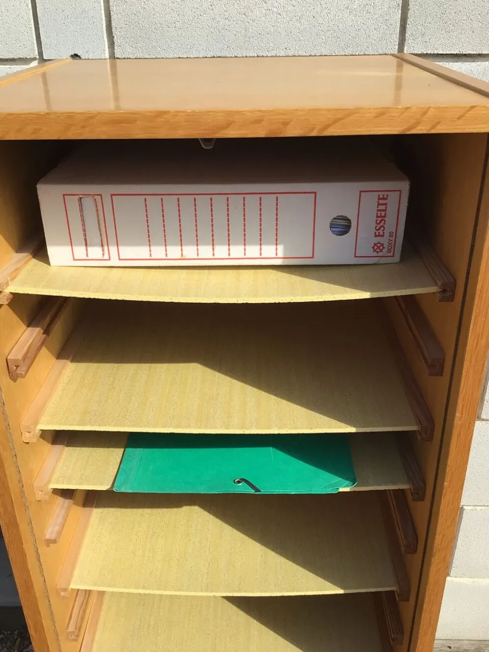 Classeur à rideau plaquage chêne doré hauteur 121cm