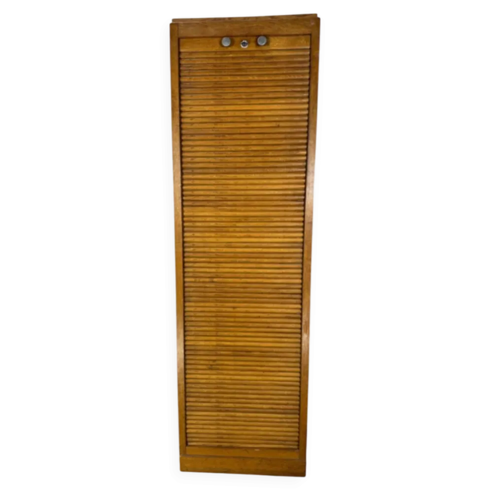 Classeur à rideau vintage en bois – meuble de bureau ancien