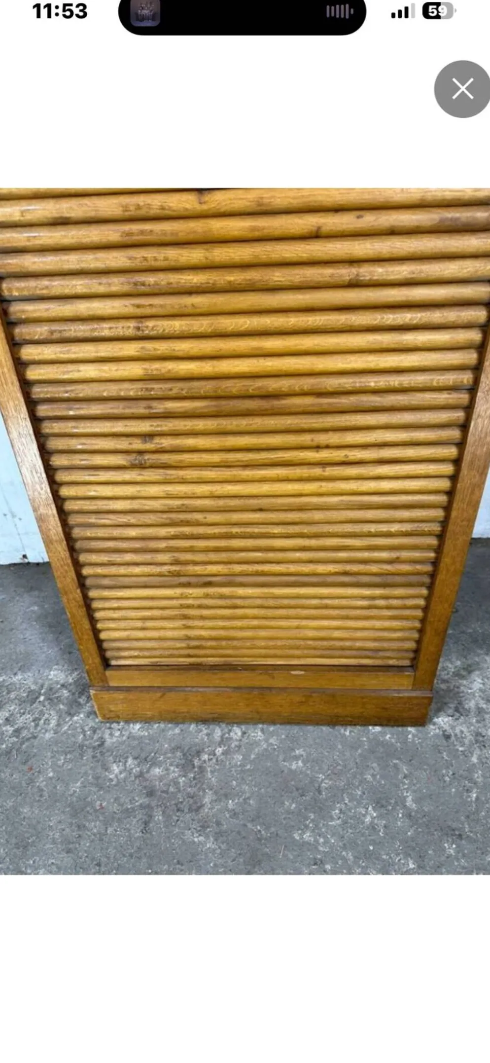 Classeur à rideau vintage en bois – meuble de bureau ancien