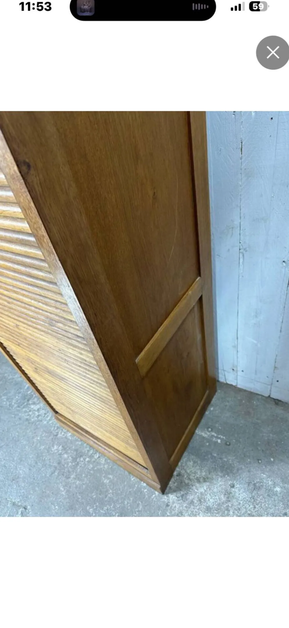 Classeur à rideau vintage en bois – meuble de bureau ancien