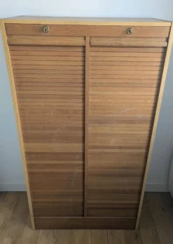 Classeur à rideaux double en chêne, France circa 1970