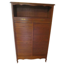 Classeur à rideaux double-meuble notaire -bois massif-1970-Style industriel