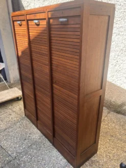 Classeur à rideaux en bois, années 50-60