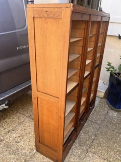 Classeur à rideaux en bois, années 50-60