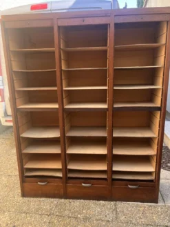 Classeur à rideaux en bois, années 50-60