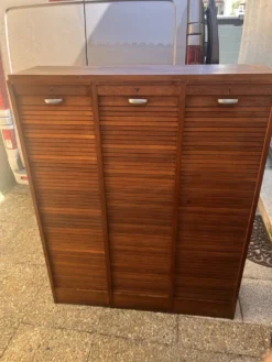 Classeur à rideaux en bois, années 50-60
