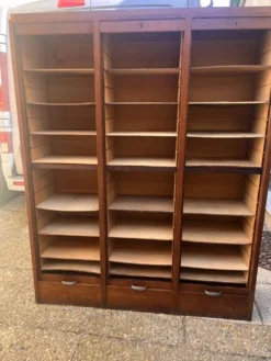 Classeur à rideaux en bois, années 50-60