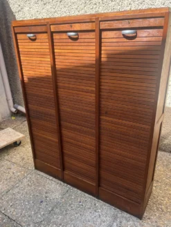 Classeur à rideaux en bois, années 50-60