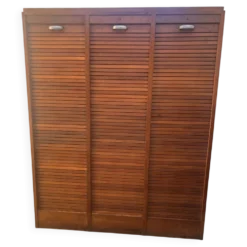 Classeur à rideaux en bois, années 50-60
